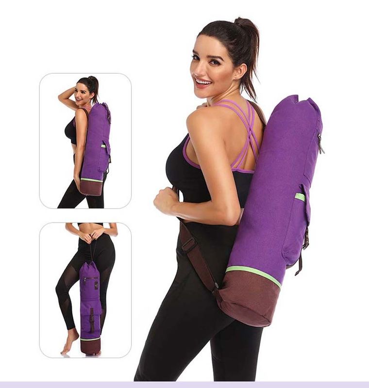 La estera de la yoga de la capacidad grande lleva la mochila durable de Pilates de la yoga del algodón de la lona del portador del bolso proveedor